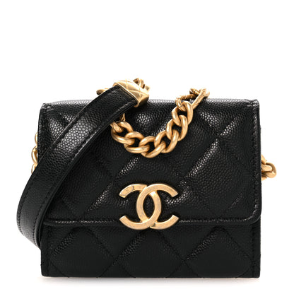 Chanel Caviar Quilted Bracelet On Chain Clutch Black 1 of 11