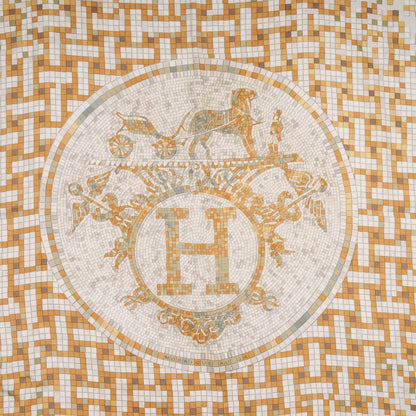 Hermes Silk Mosaique Au 24 Scarf 90 Gris Perle Tabac Blanc 1 of 6