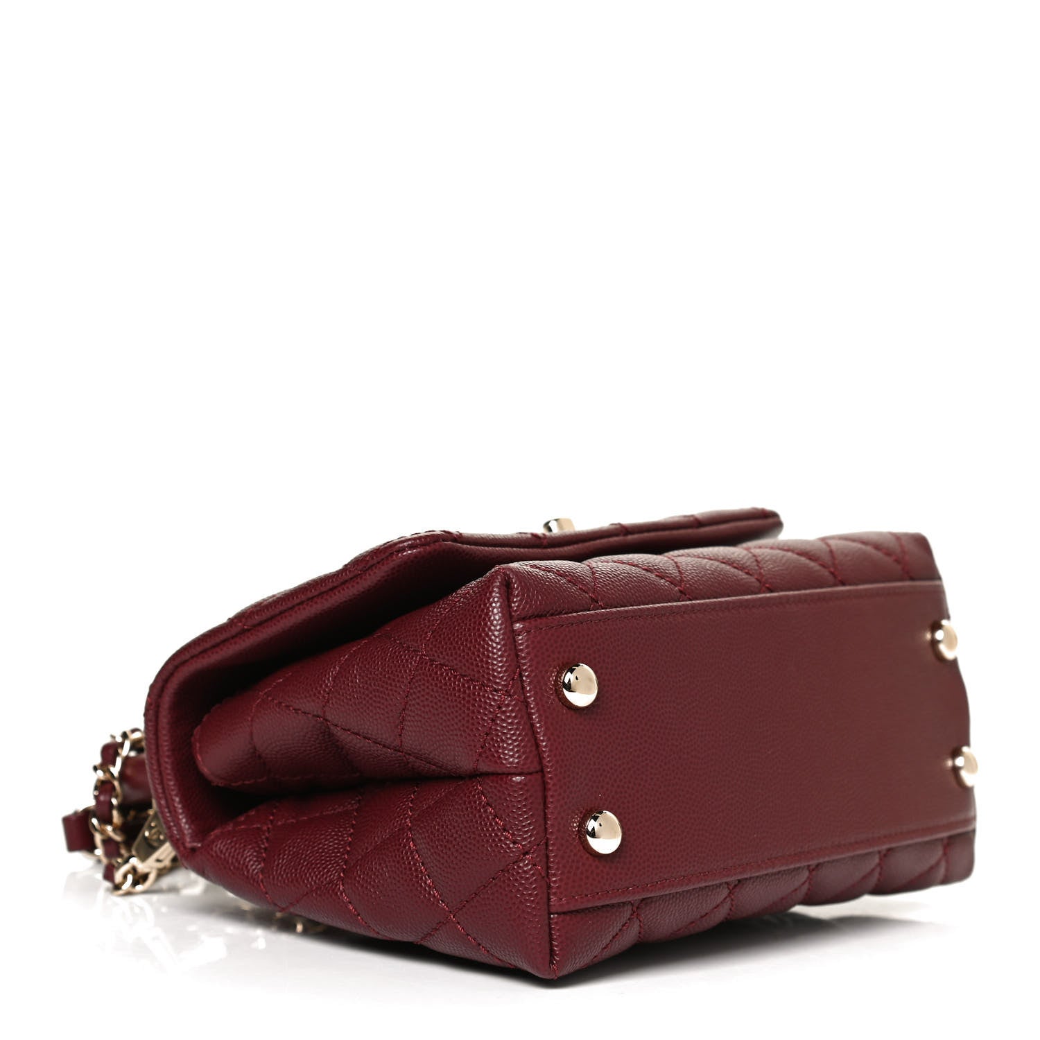 Chanel Caviar Quilted Extra Mini Coco Handle Flap Burgundy 4 of 12