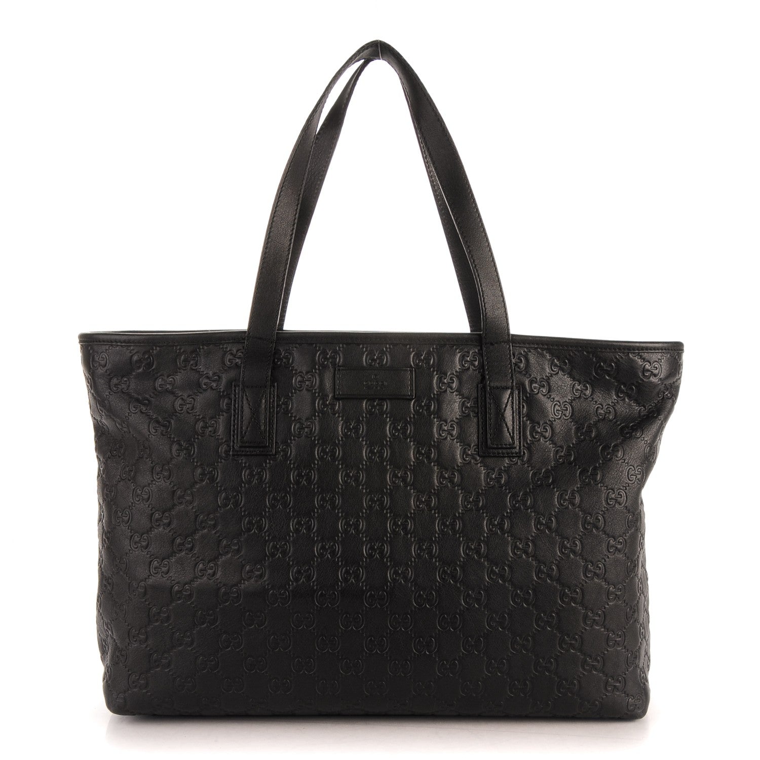 Gucci Guccissima Medium Zippered Shopping Tote Black 1 of 9