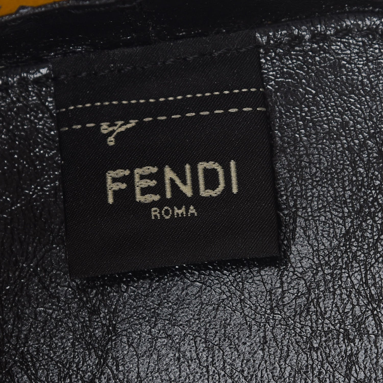 Fendi Vitello Liberty Glossy Lambskin F is Fendi Perforated Mini Mon Tresor Bucket Bag Sand Mimosa Black 6 of 9