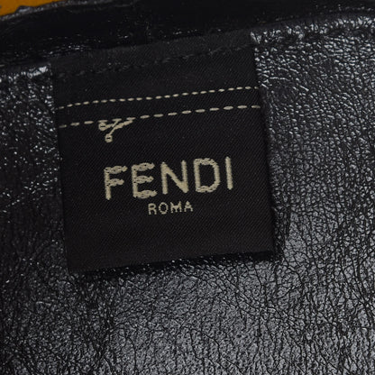 Fendi Vitello Liberty Glossy Lambskin F is Fendi Perforated Mini Mon Tresor Bucket Bag Sand Mimosa Black 6 of 9