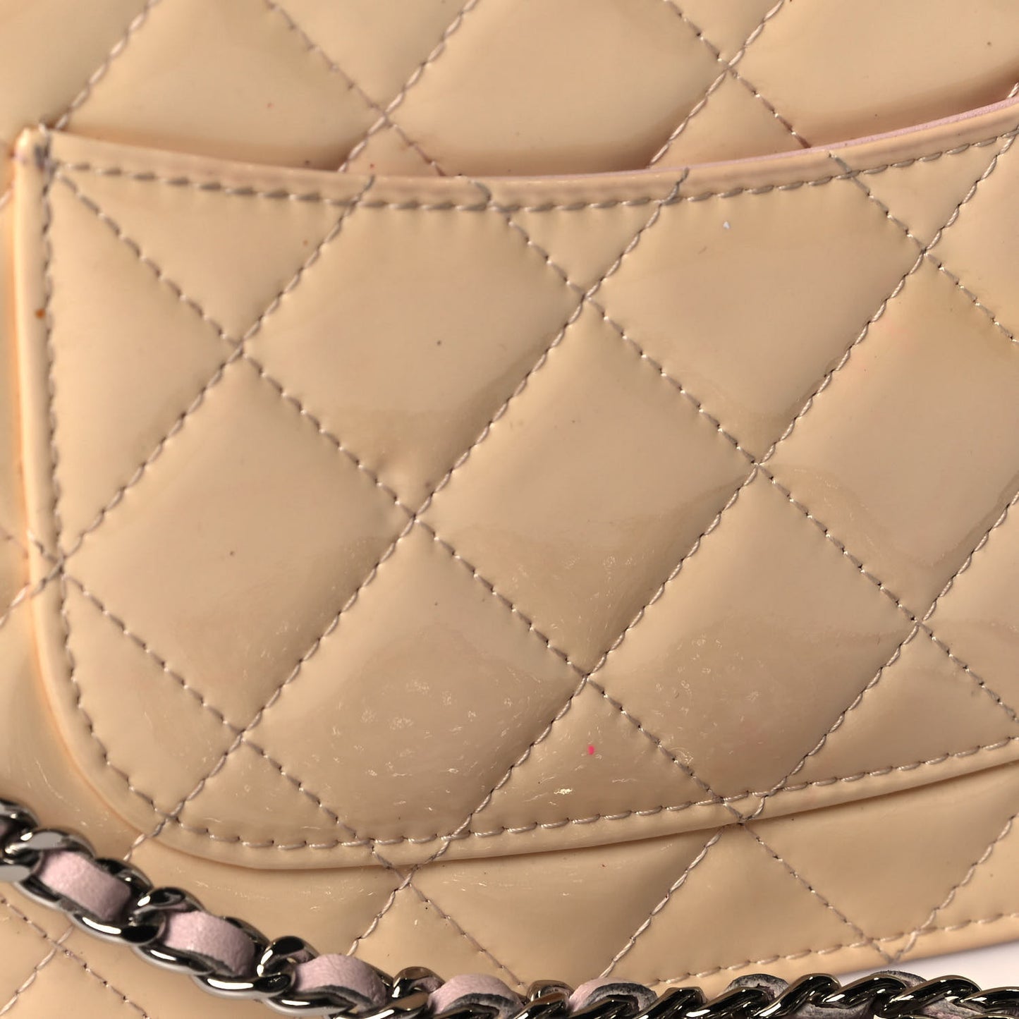 Patent Quilted Wallet On Chain WOC Pink