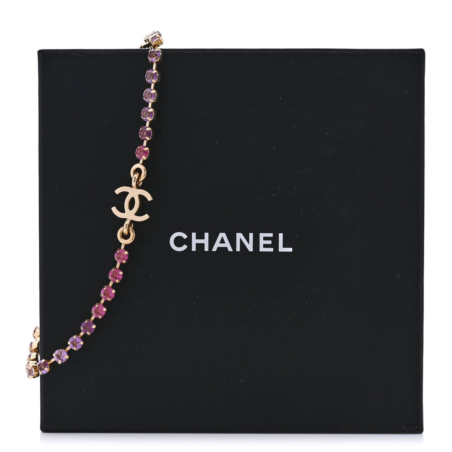 Crystal CC Choker Necklace Gold Pink Orange Purple Yellow
