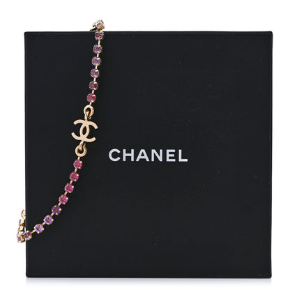 Chanel Crystal CC Choker Necklace Gold Pink Orange Purple Yellow 6 of 6