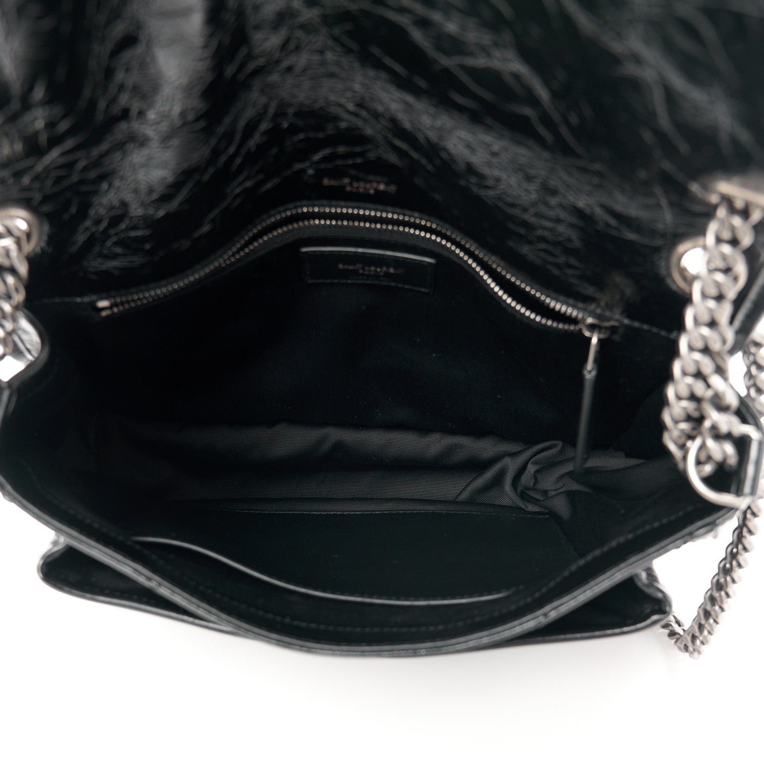 Saint Laurent Crinkled Calfskin Matelasse Monogram Medium Niki Chain Satchel Black 5 of 11