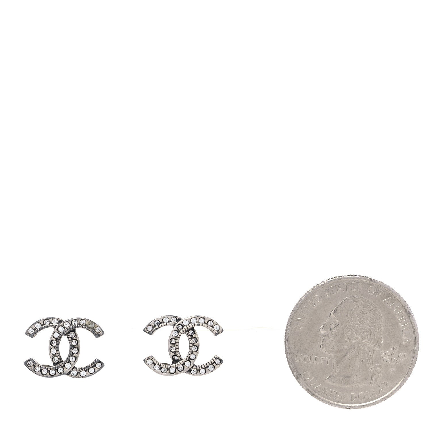 Chanel Crystal CC Earrings Silver 2 of 4