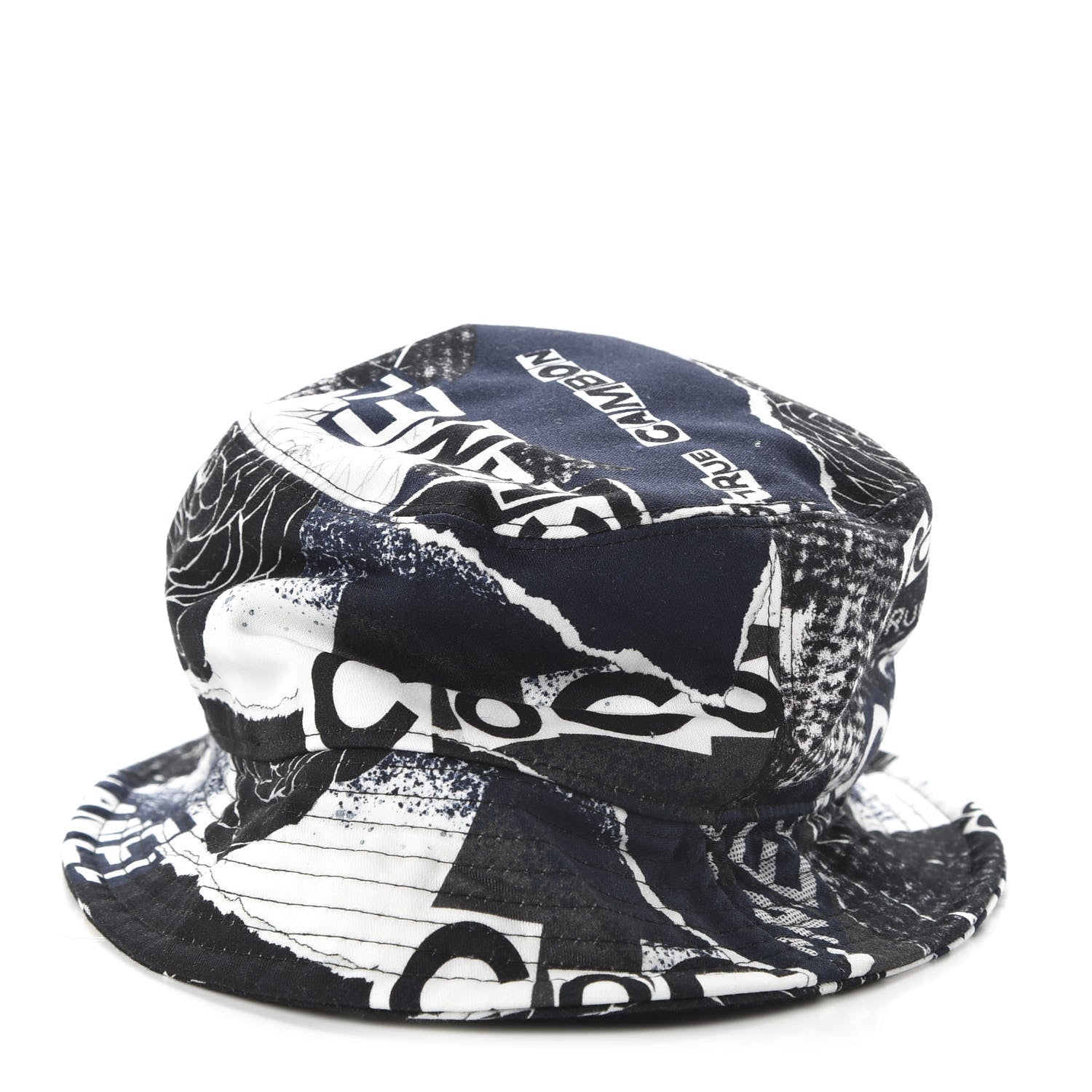 Chanel Canvas Bucket Hat M Navy Black White 5 of 7