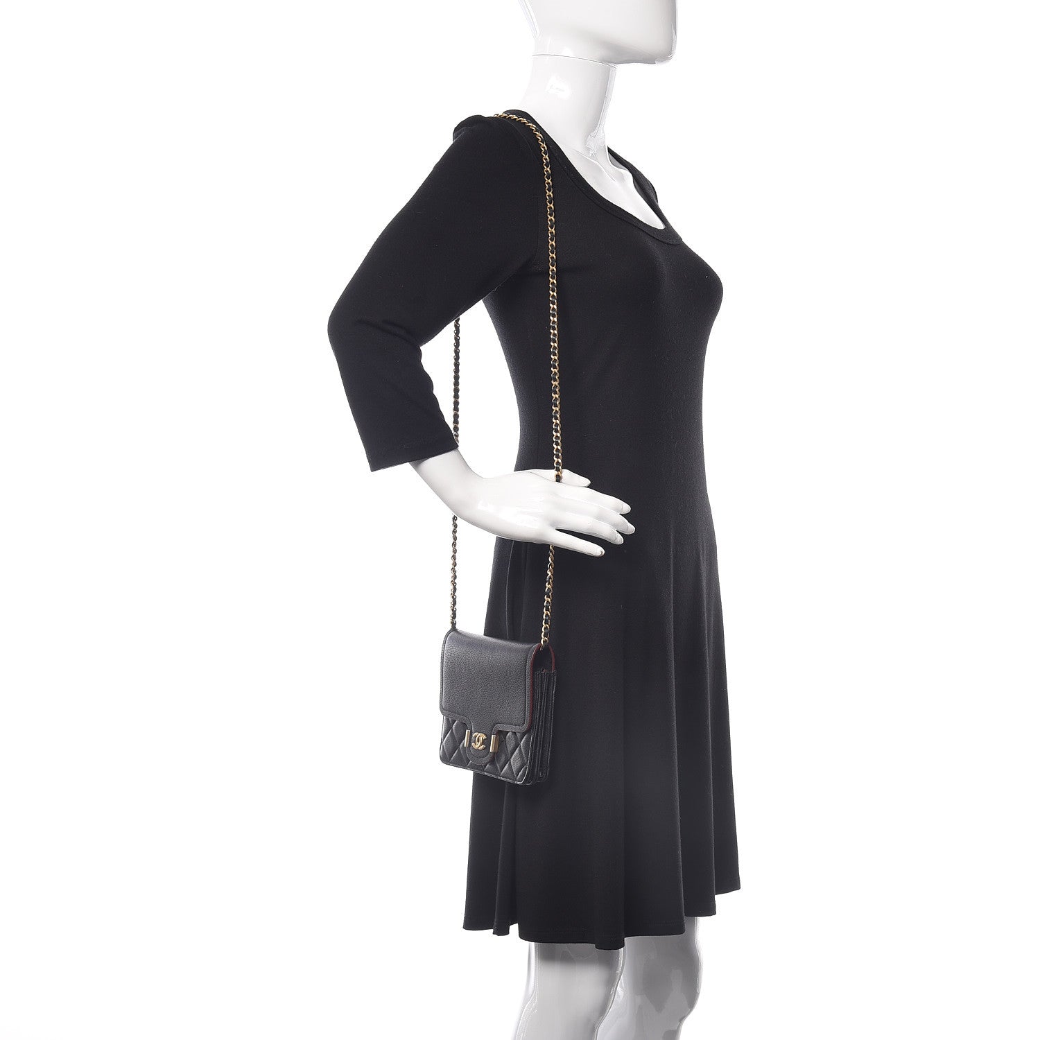 Chanel Calfskin Quilted Archi Chic Square Wallet On Chain WOC Black 2 of 16