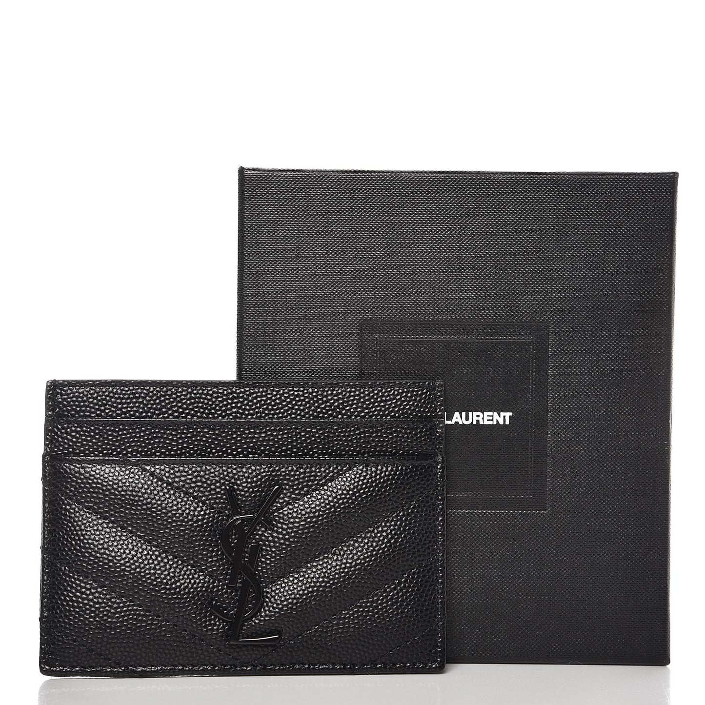 Grain De Poudre Matelasse Chevron Monogram Credit Card Case Black