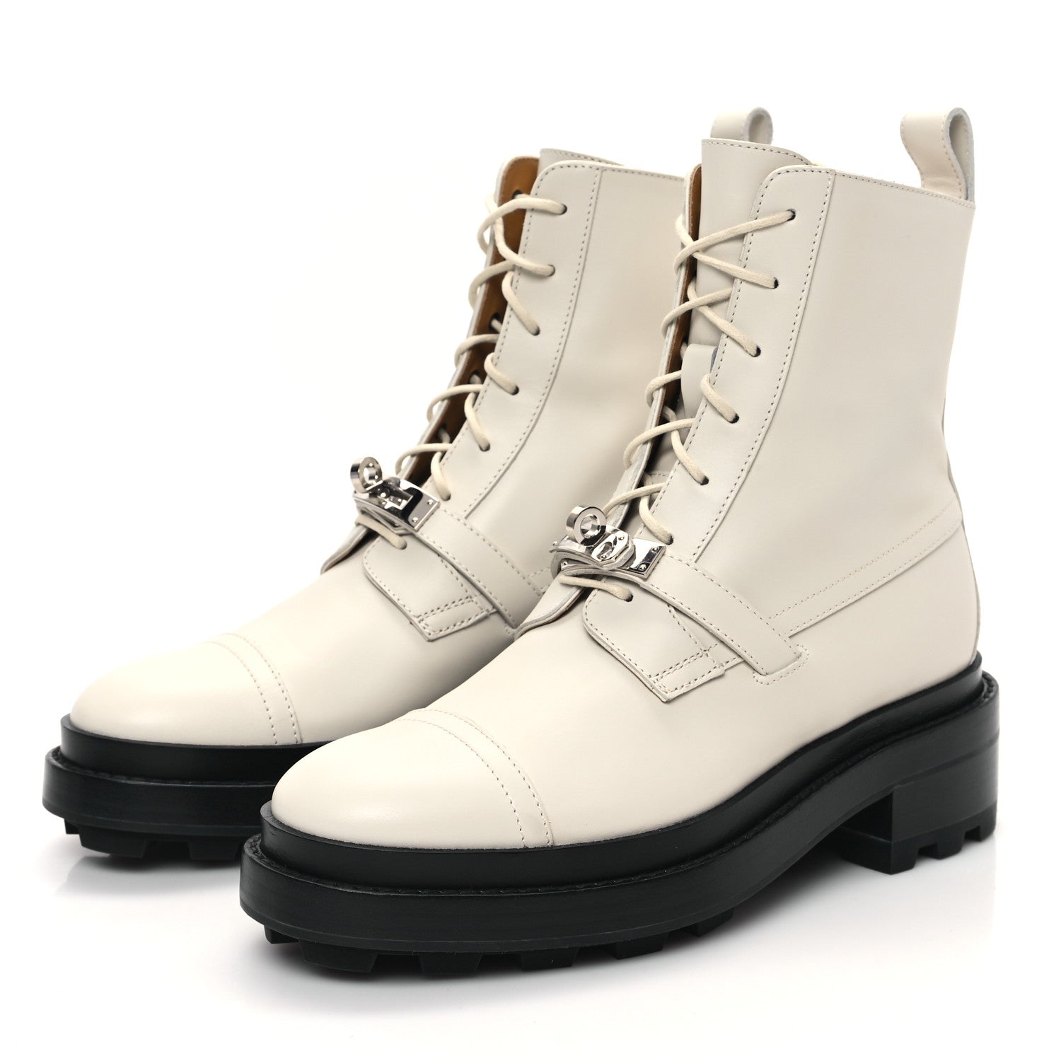 Hermes Glossed Calfskin Funk Ankle Boots 36 Beige Glaise 3 of 9