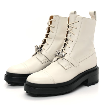 Hermes Glossed Calfskin Funk Ankle Boots 36 Beige Glaise 3 of 9