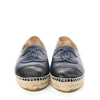 Chanel Lambskin CC Espadrilles 37 Navy Black 2 of 10