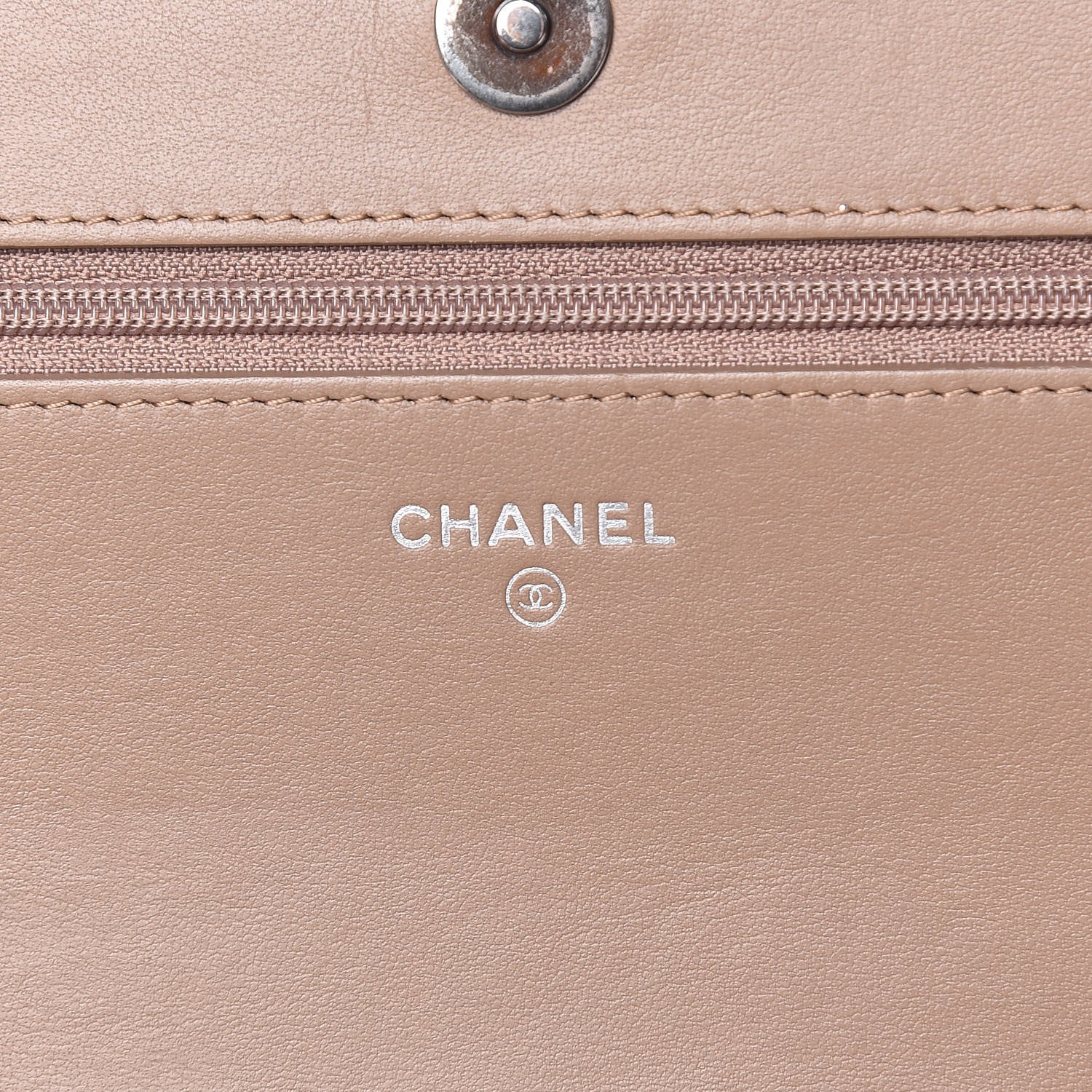 Chanel Caviar Chevron Quilted Boy Wallet On Chain WOC Dark Beige 6 of 10