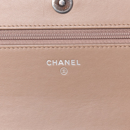 Chanel Caviar Chevron Quilted Boy Wallet On Chain WOC Dark Beige 6 of 10