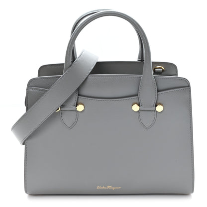 Salvatore Ferragamo Hammered Calfskin Today Satchel Grey 1 of 11