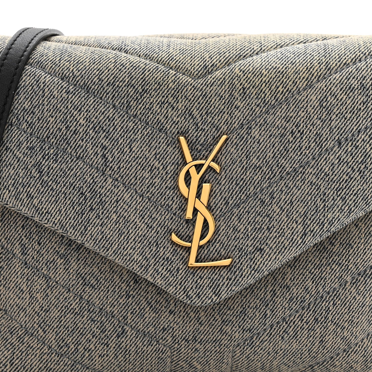 Saint Laurent Denim Y Quilted Monogram Toy Loulou Crossbody Bag Grey 7 of 10