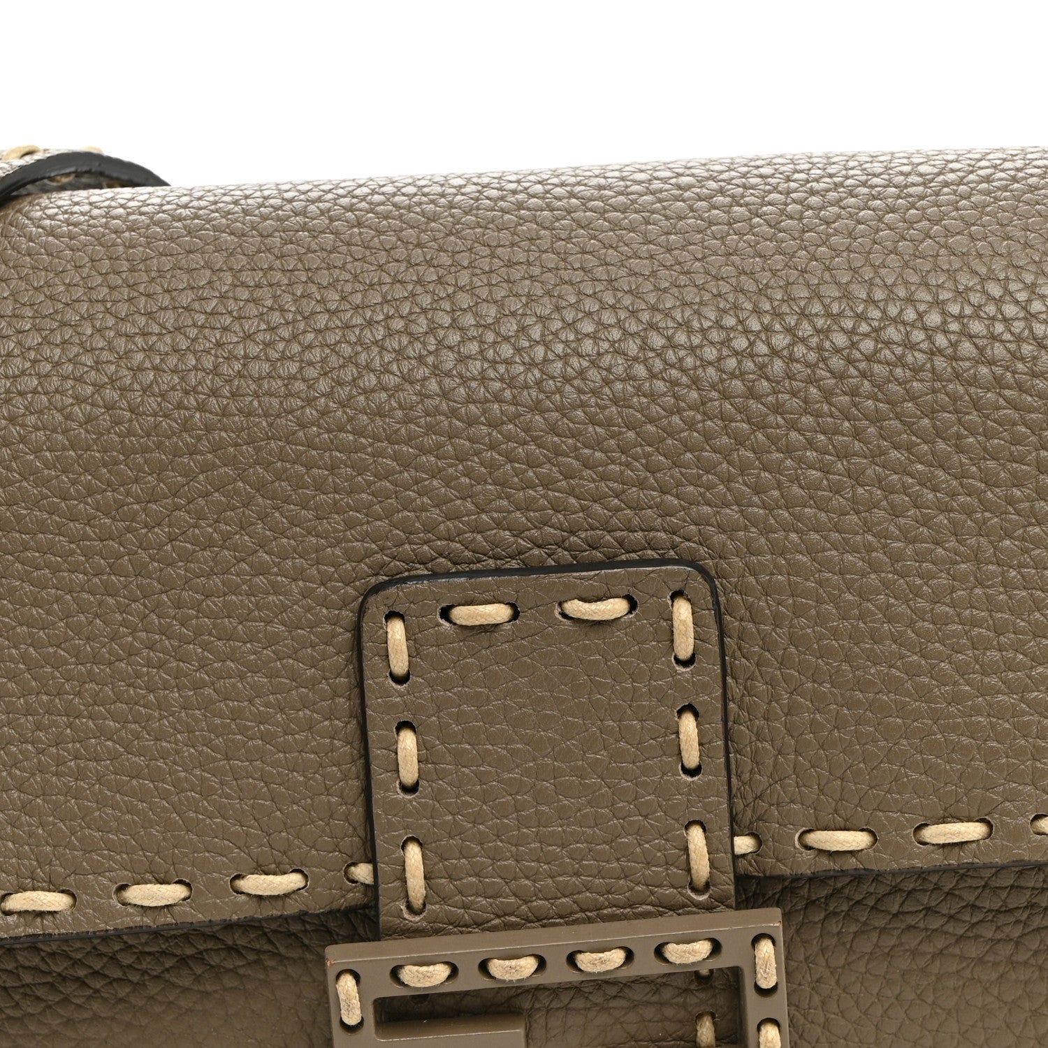Fendi Cuoio Roma Sellerissima Nappa Sintetica Tape Stitch Mini Baguette Tempesta 7 of 9