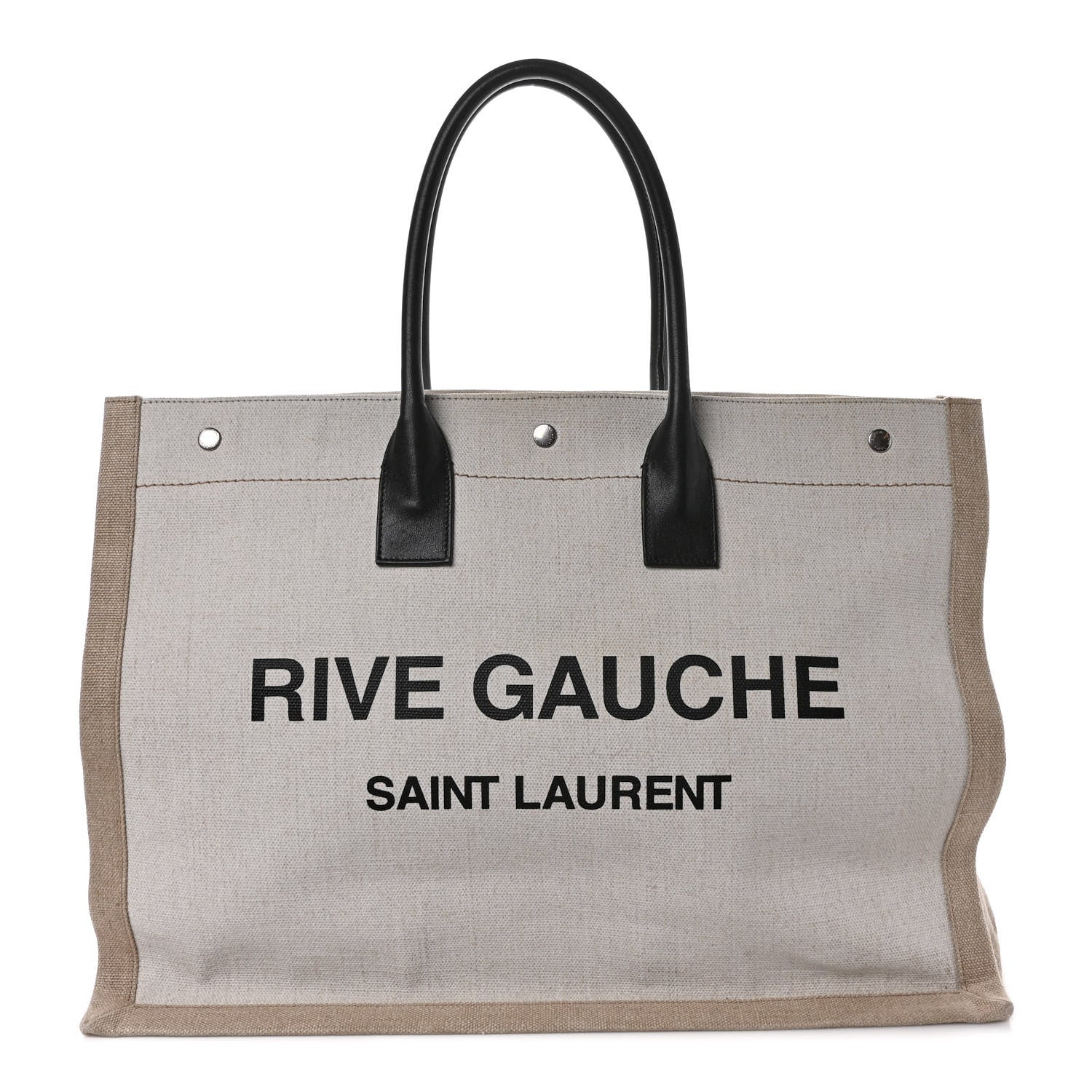 Saint Laurent Linen Calfskin Rive Gauche Tote Optic White 1 of 8