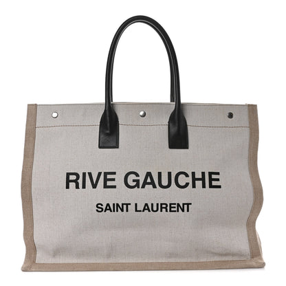 Saint Laurent Linen Calfskin Rive Gauche Tote Optic White 1 of 8