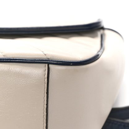 Gucci Vintage Effect Calfskin Matelasse Diagonal Small Torchon GG Marmont Shoulder Bag Mystic White Blue Agata 12 of 14