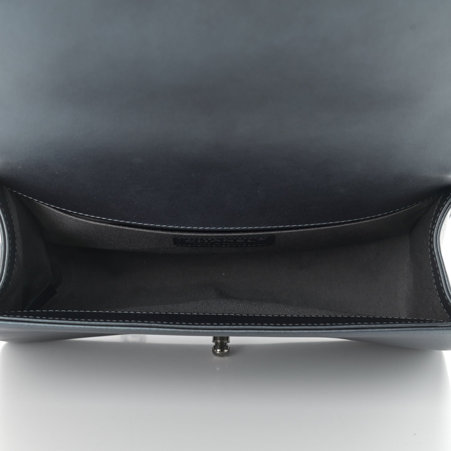 Chanel Metallic Calfskin Crystal Medium Boy Flap Dark Silver 5 of 11