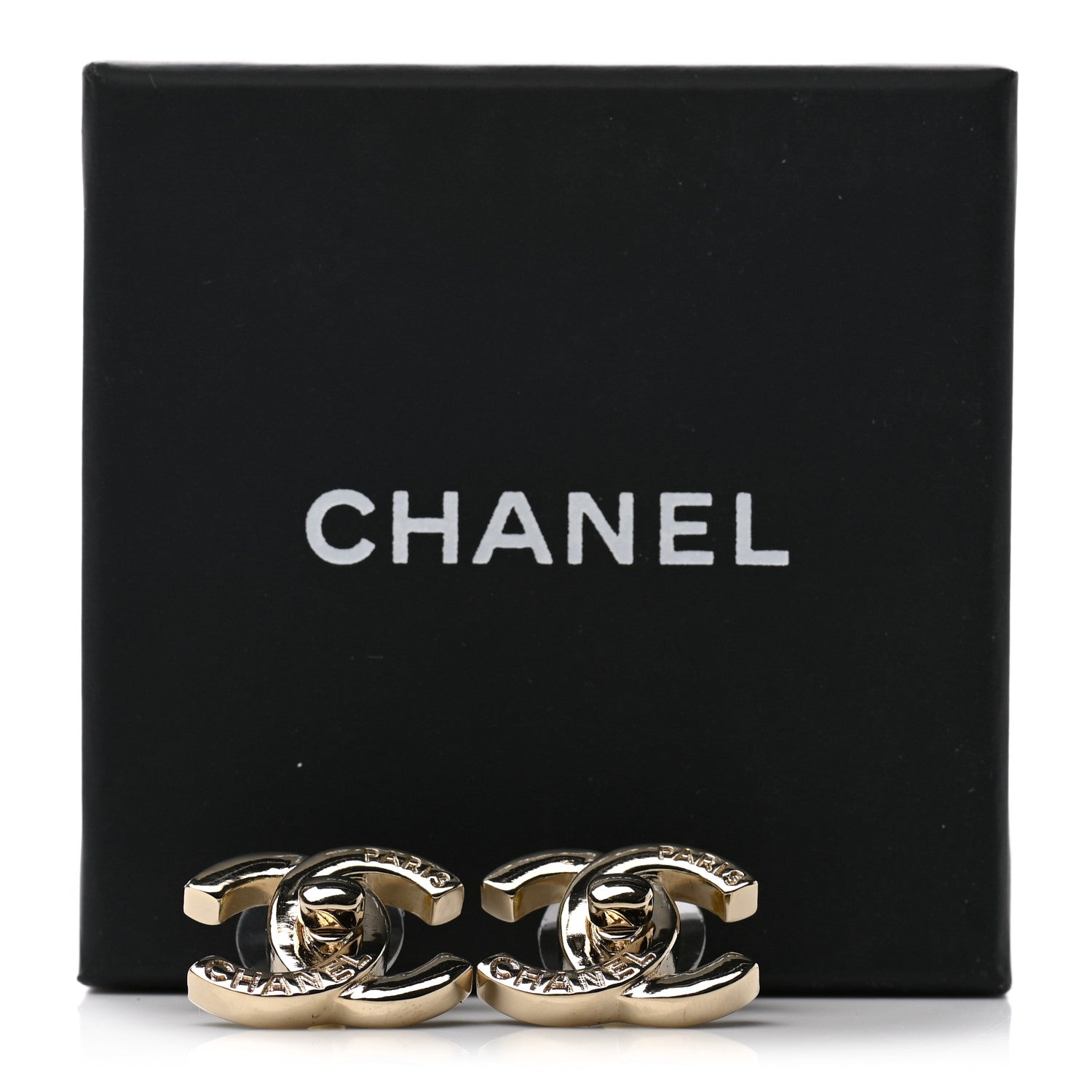 Chanel Metal Logo CC Turnlock Earrings Gold 5 of 5