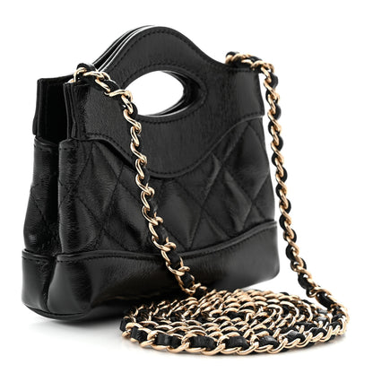 Chanel Shiny Lambskin Quilted Micro 31 Clutch With Chain Black 3 of 10