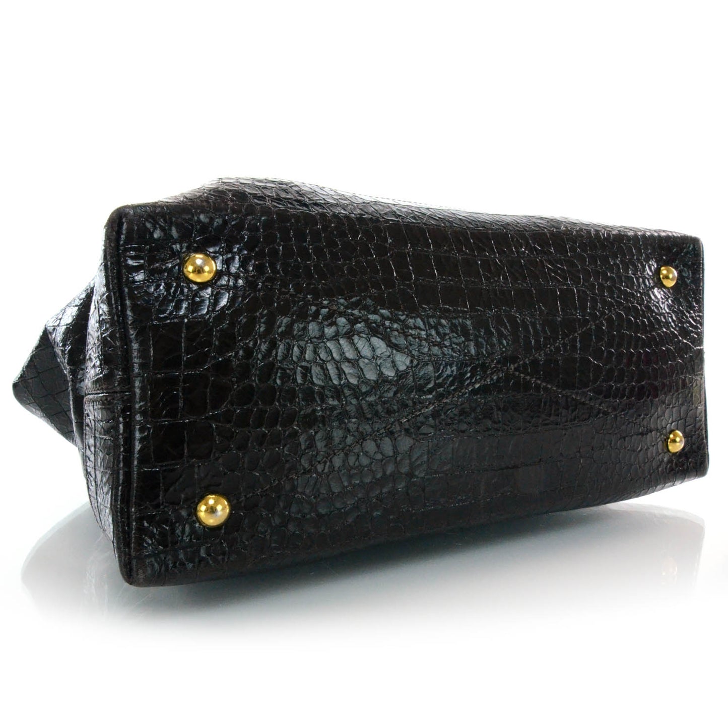 Calfskin Crocodile Embossed St Cocco Shopping Tote Moro