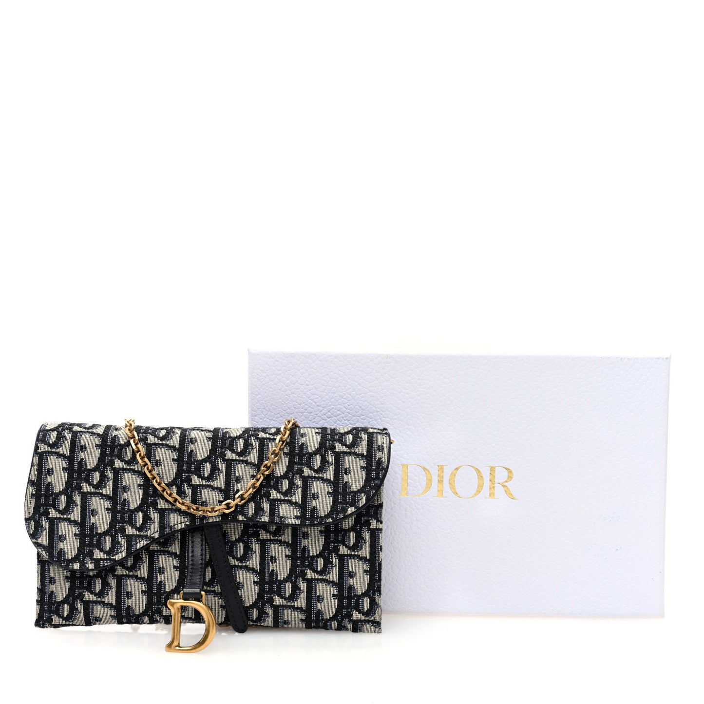 Oblique Saddle Chain Long Wallet Blue