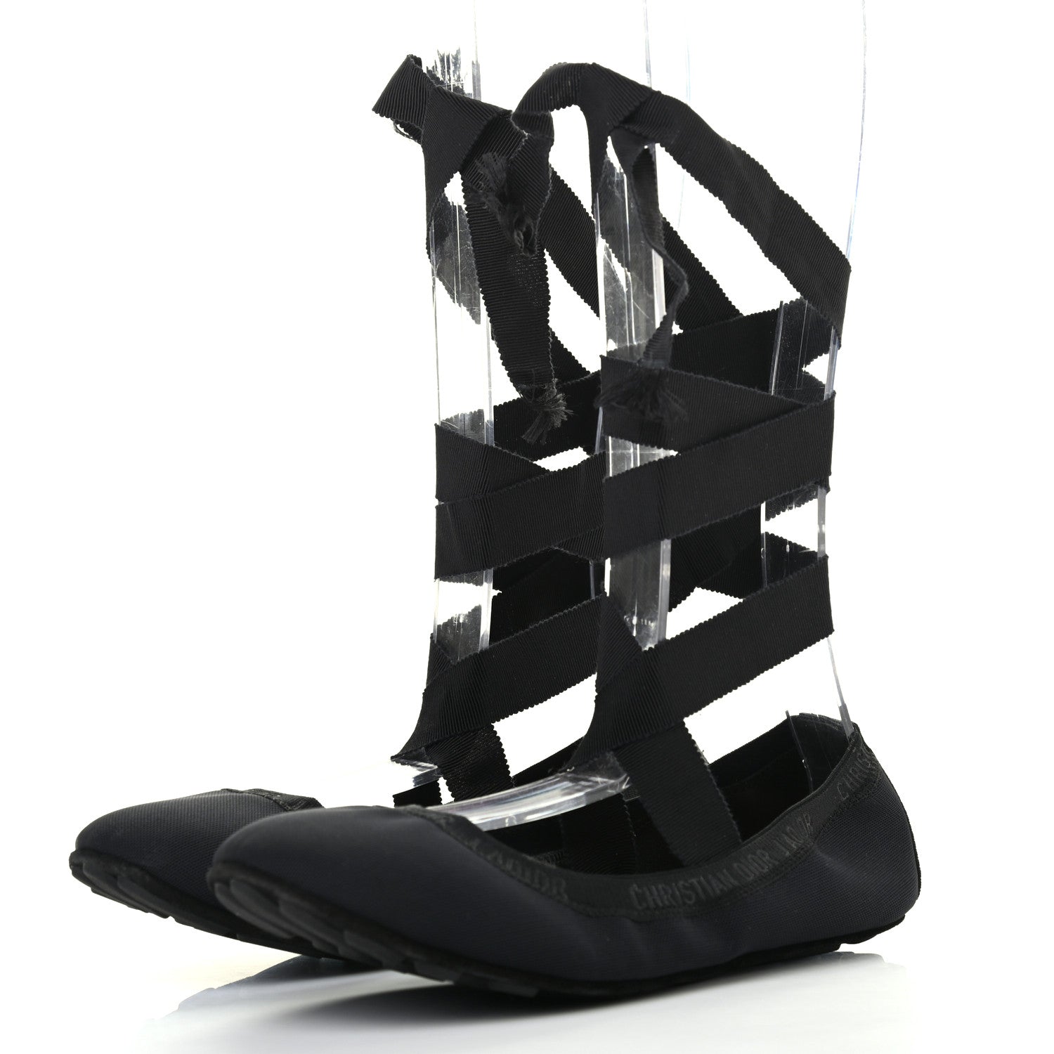 Christian Dior Micro Resille Academy Lace-Up Ballerina Flats 40 Black 1 of 8