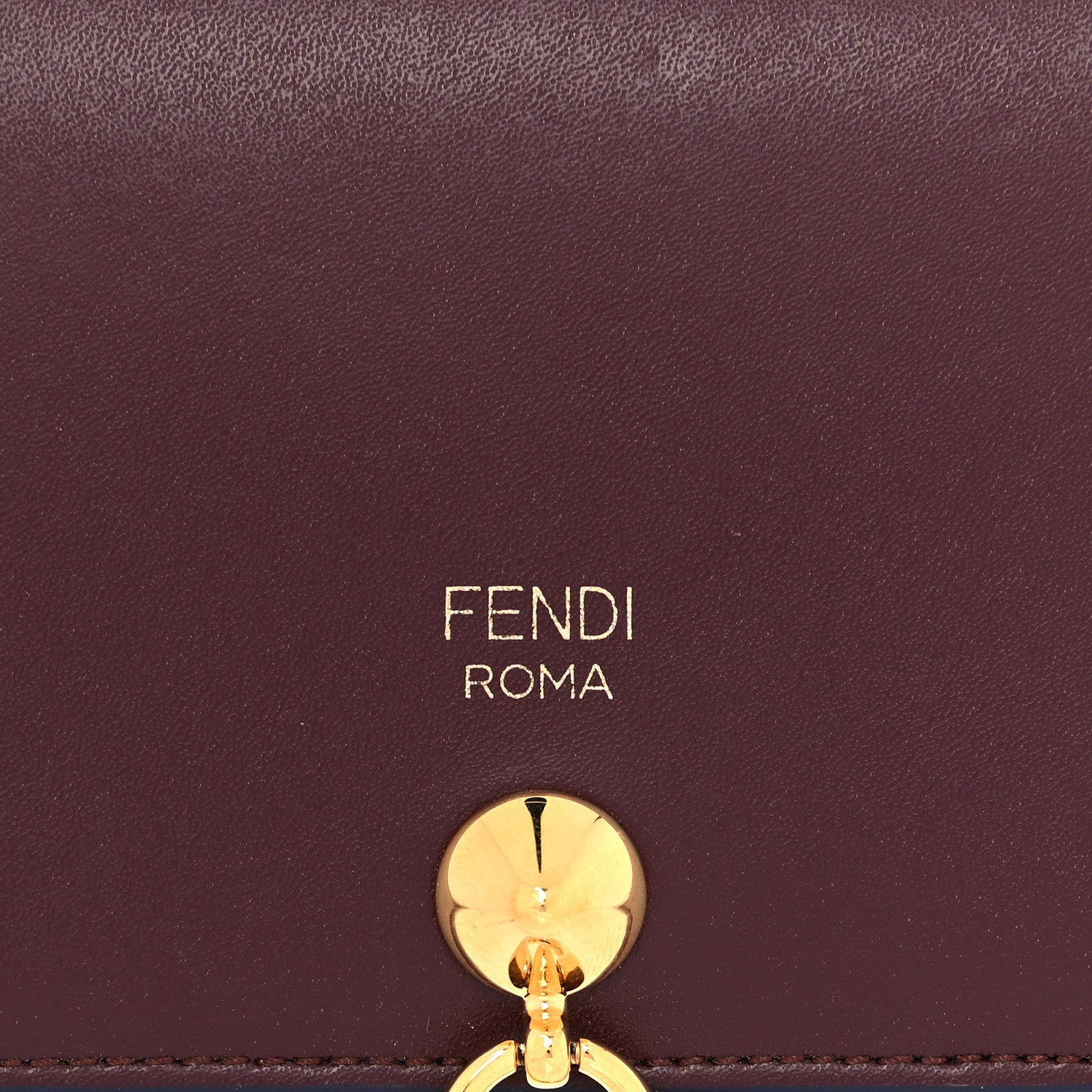 Fendi Vitello Liberty Vitello Century Bi-Color By The Way Compact Bi-Fold Wallet Bordeaux Sand 7 of 7