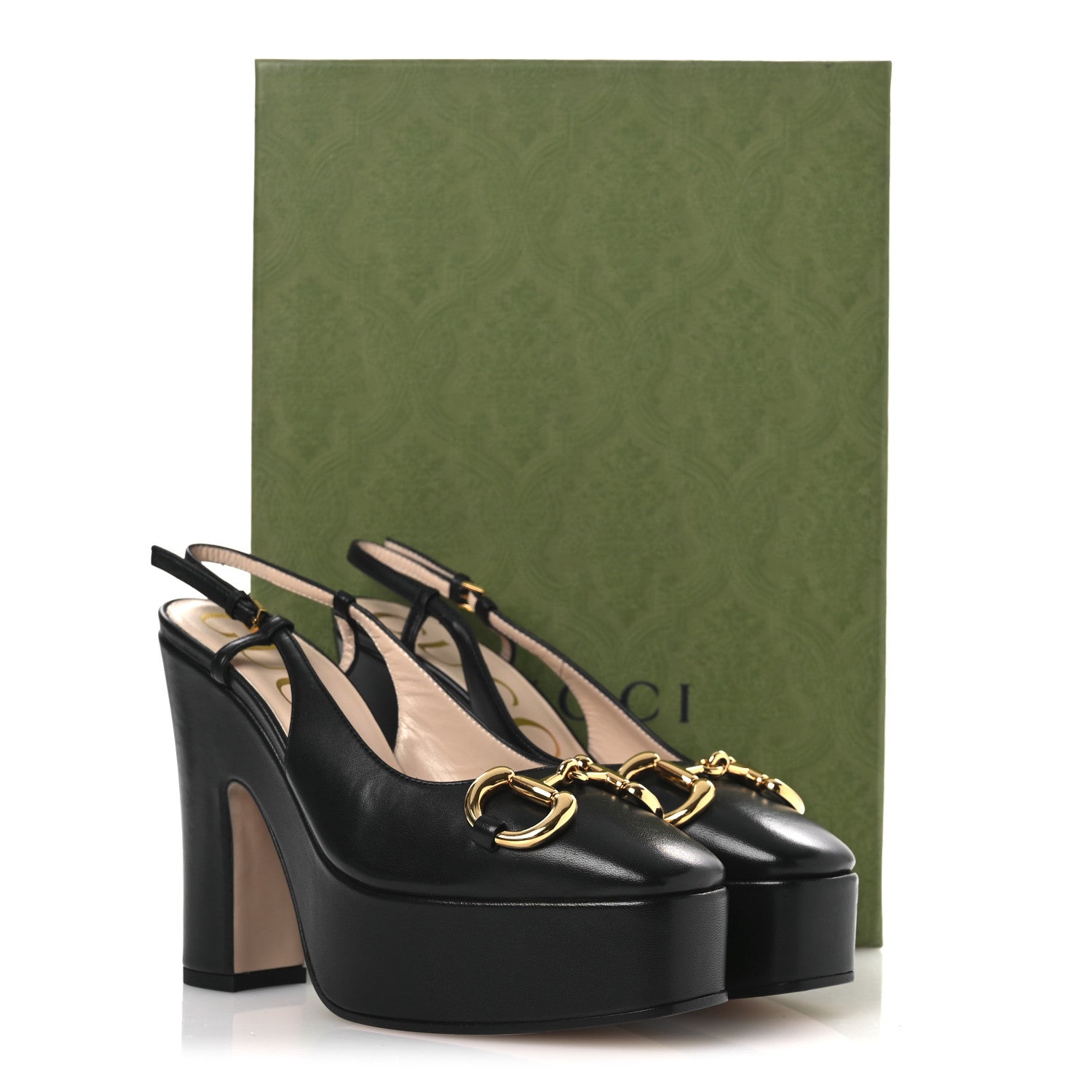 Gucci Nappa Horsebit Platform 35/120mm Slingback Pumps 35 Black 11 of 11