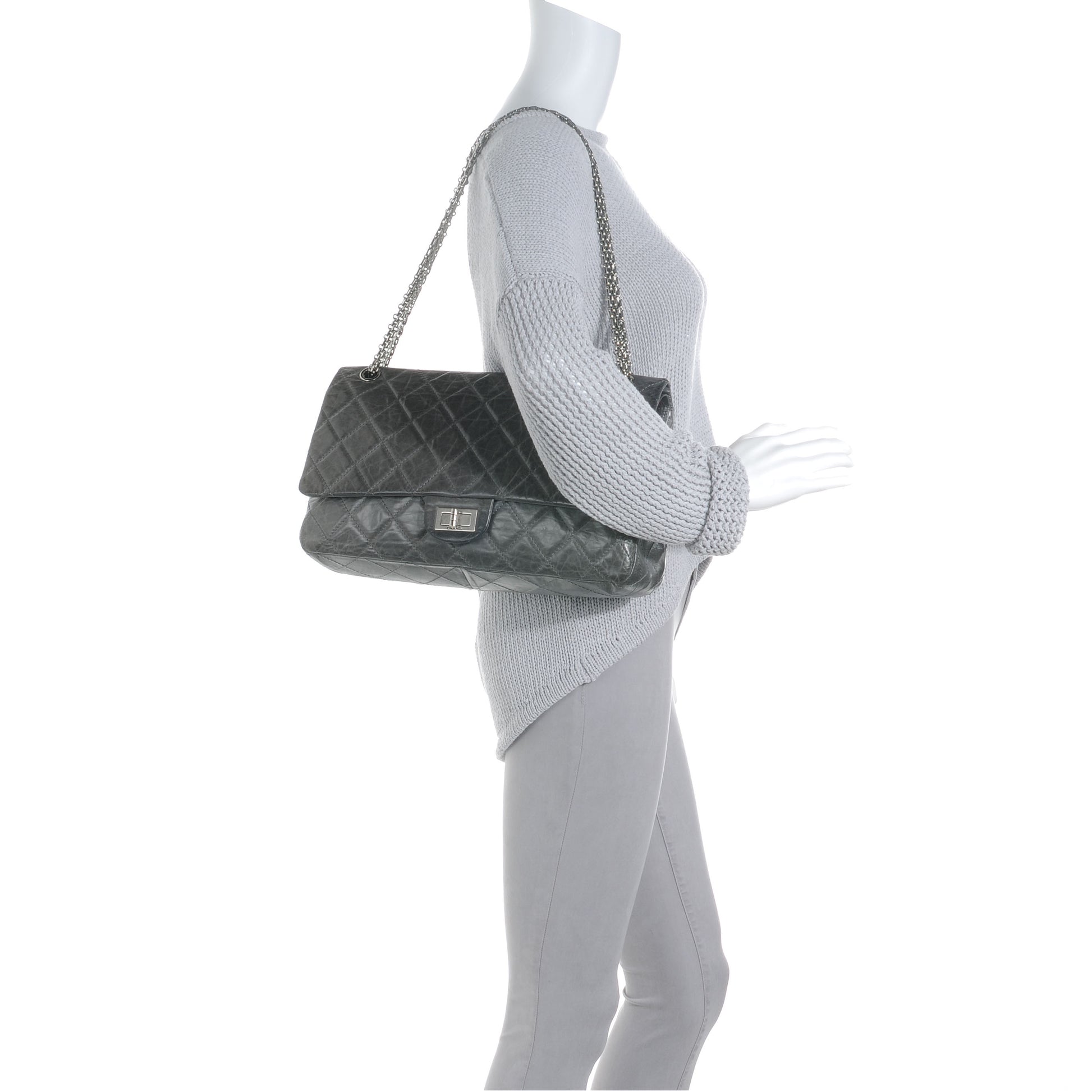 Chanel Aged Calfskin 2.55 Reissue 228 Flap Grey 2 of 8