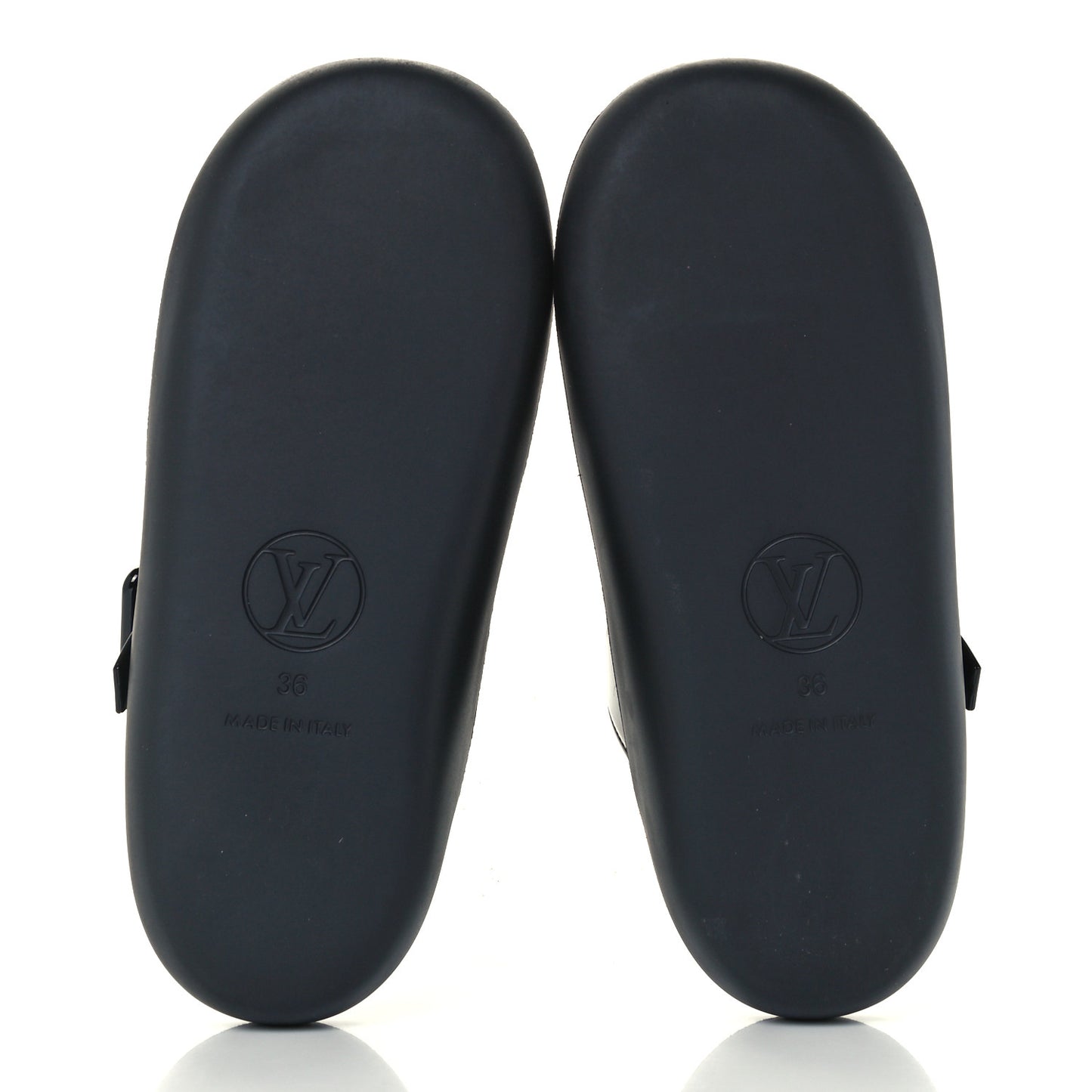 Monogram Sunbath Flat Mule Sandals 36 Black