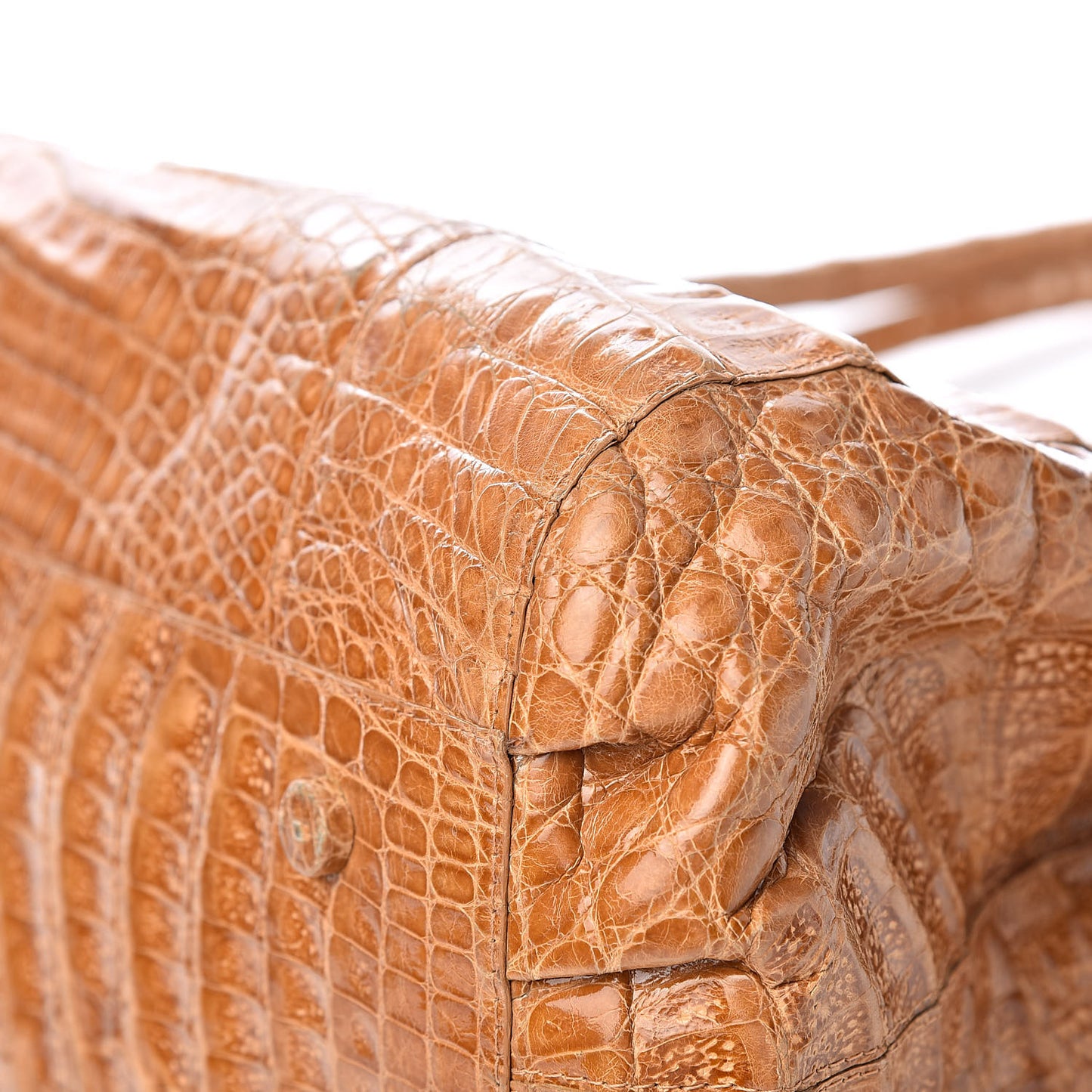 Crocodile Top Handle Tote Brown