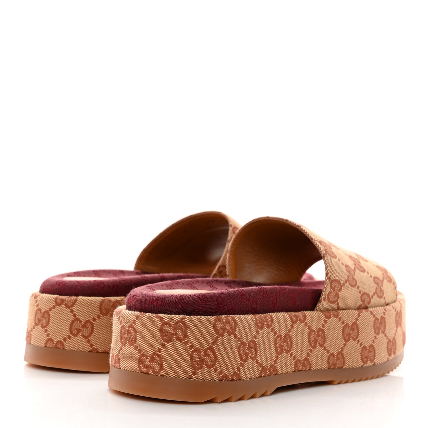 Canvas GG Monogram Angelina Platform Slide Sandals 37 Beige Ruggine