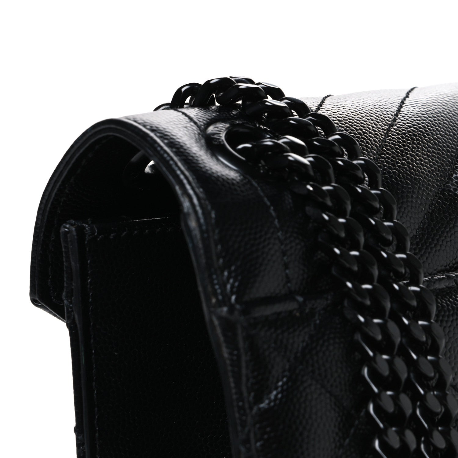 Saint Laurent Grain De Poudre Textured Mixed Matelasse Large Triquilt Monogram Monochrome Satchel Black 11 of 11