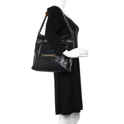 Chanel Shiny Calfskin Quilted Small Chanel 22 Black 2 of 14