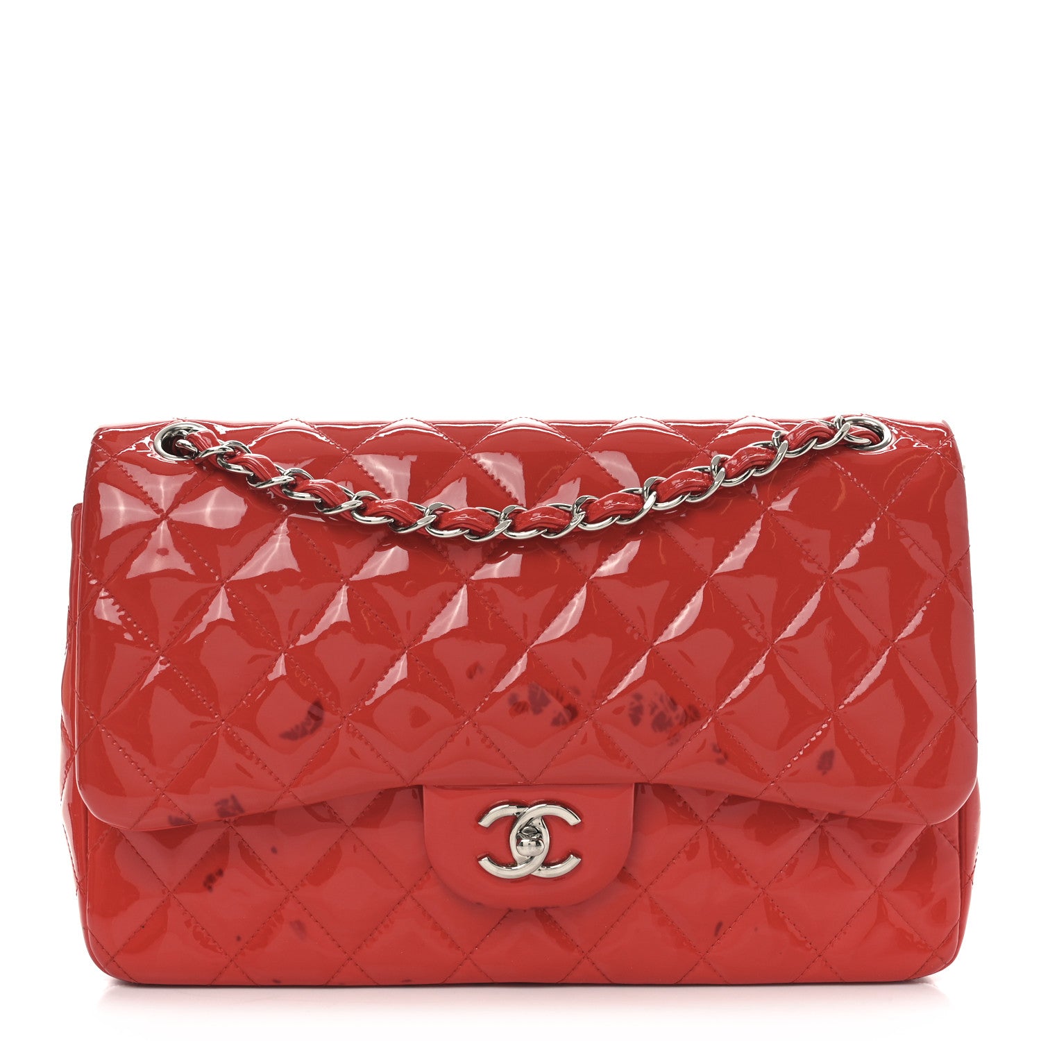 Chanel Patent Calfskin Quilted Medium Double Flap Red 1 of 10