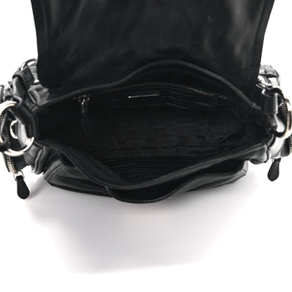 Prada Cervo Antik Easy A Foldover Pushlock Flap Shoulder Bag Black 5 of 14