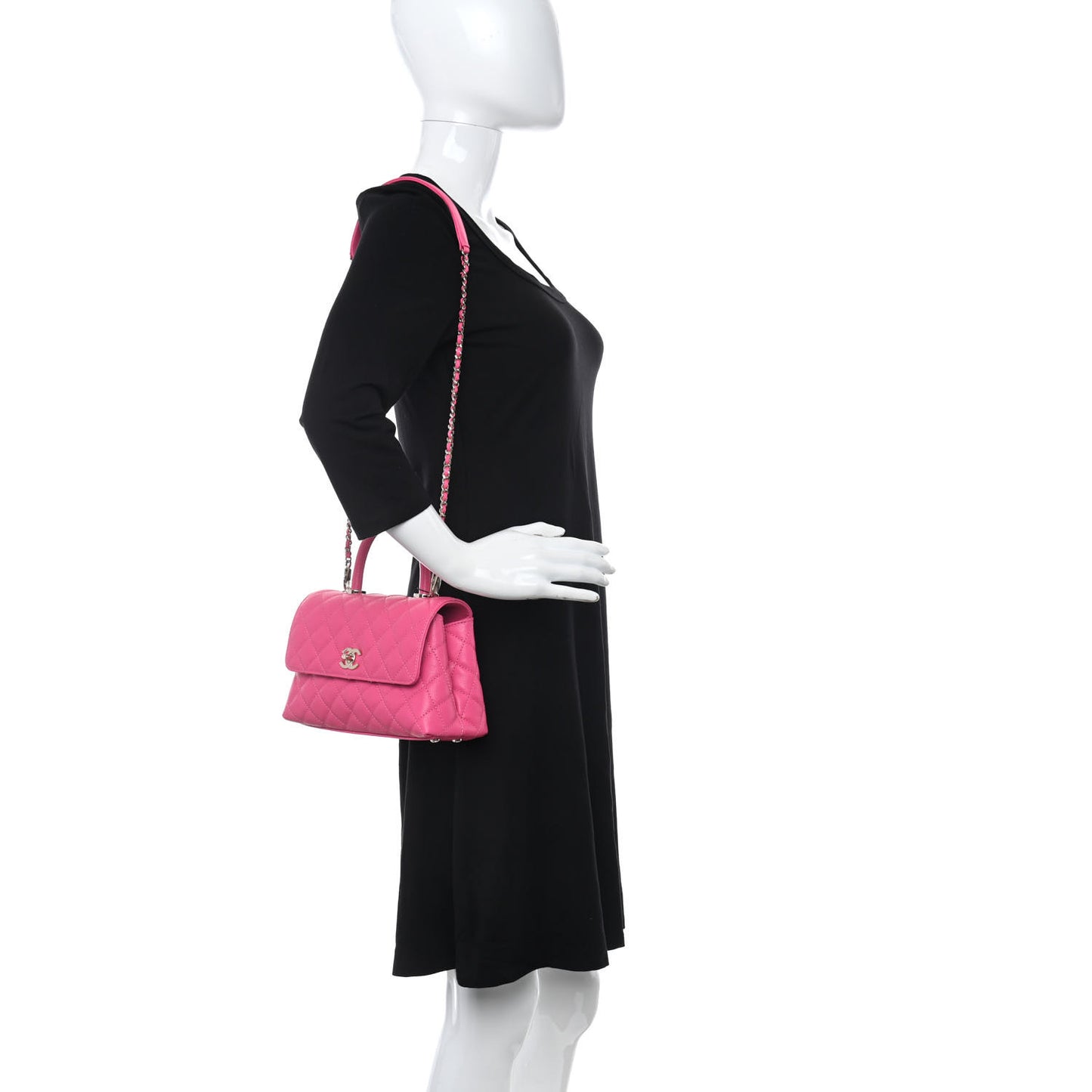 Caviar Quilted Mini Coco Handle Flap Rose