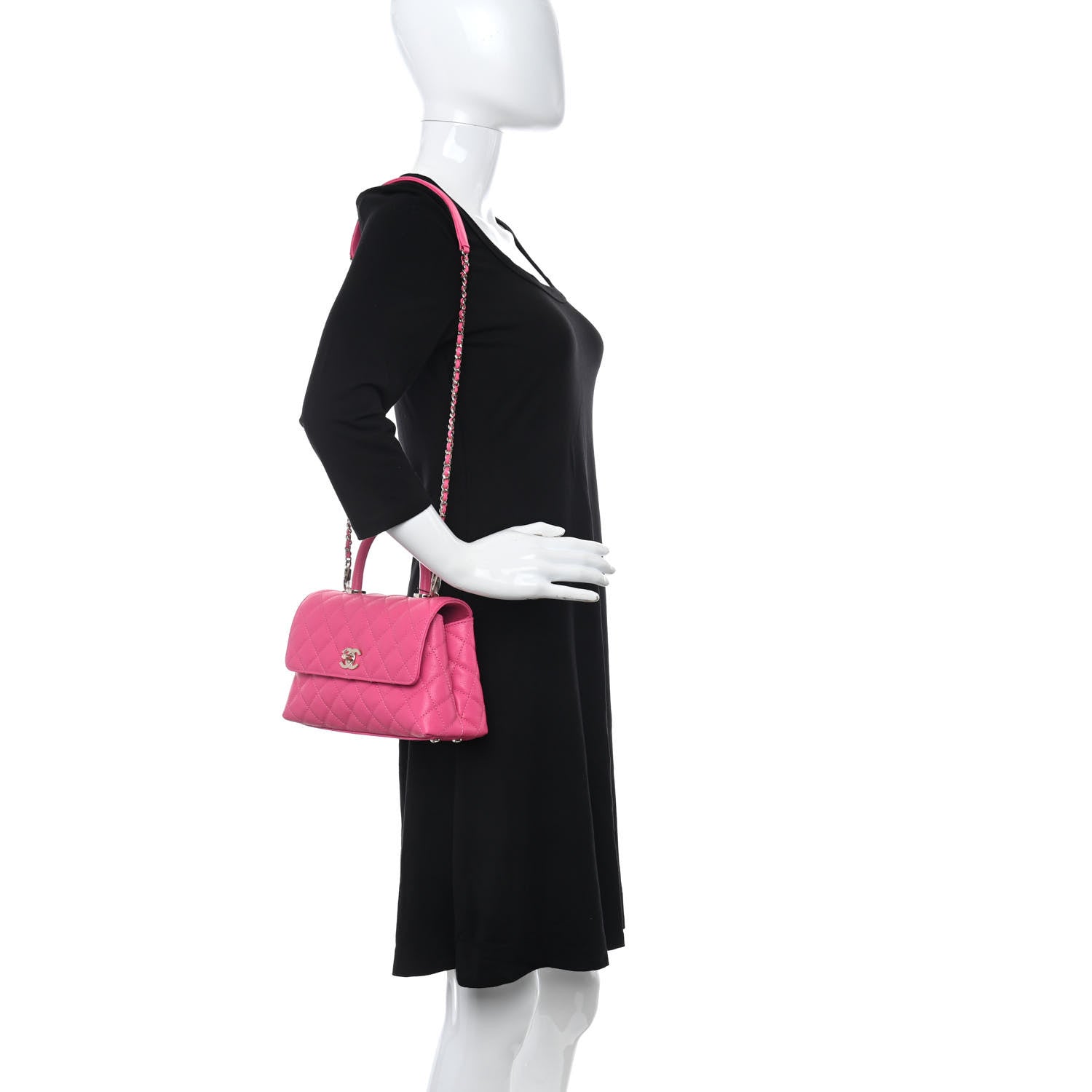 Chanel Caviar Quilted Mini Coco Handle Flap Rose 2 of 9