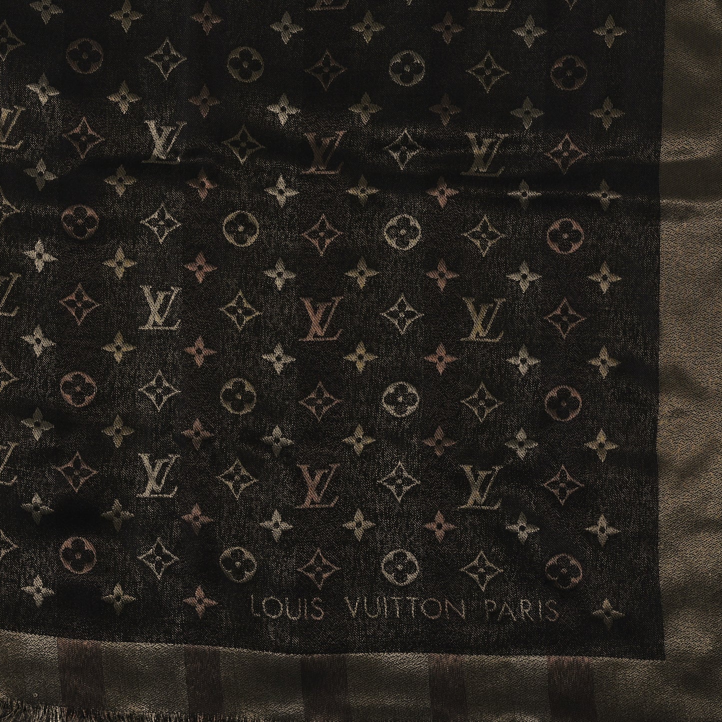 Silk Lurex Wool So Shine Monogram Shawl Black