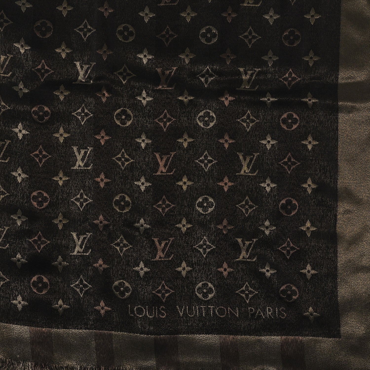 Louis Vuitton Silk Lurex Wool So Shine Monogram Shawl Black 2 of 3
