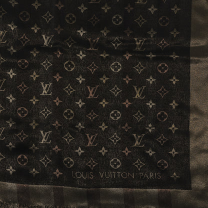 Louis Vuitton Silk Lurex Wool So Shine Monogram Shawl Black 2 of 3