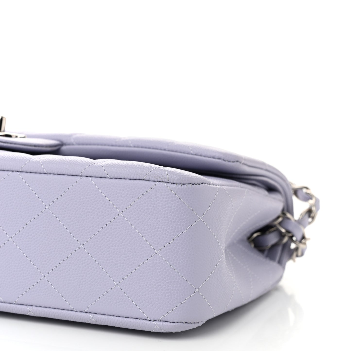 Caviar Quilted Medium Double Flap Light Purple