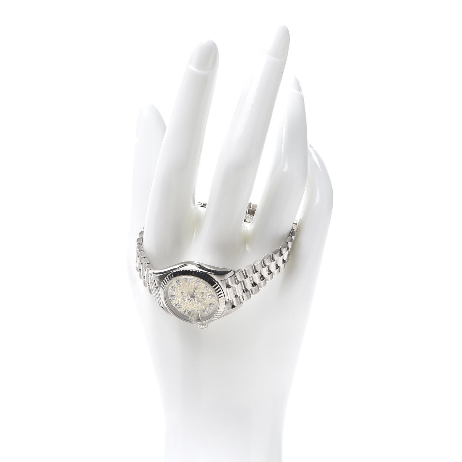 Rolex 18K White Gold Diamond 26mm Datejust President Watch Silver Jubilee 69179 2 of 6