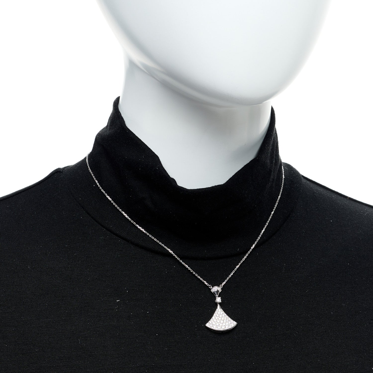 Bulgari 18K White Gold Diamond Large Divas' Dream Pave Necklace 2 of 8