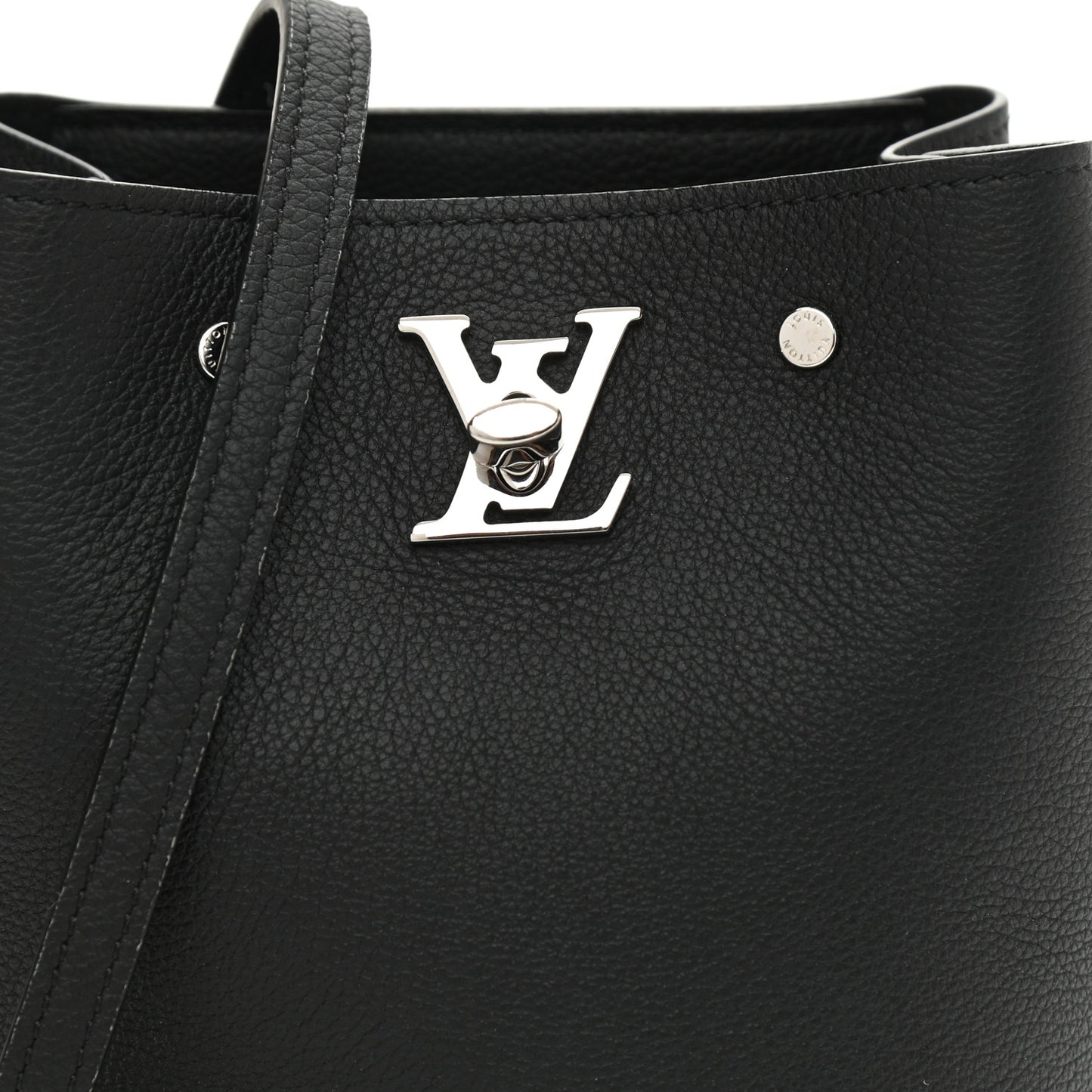 Calfskin Nano Lockme Bucket Black